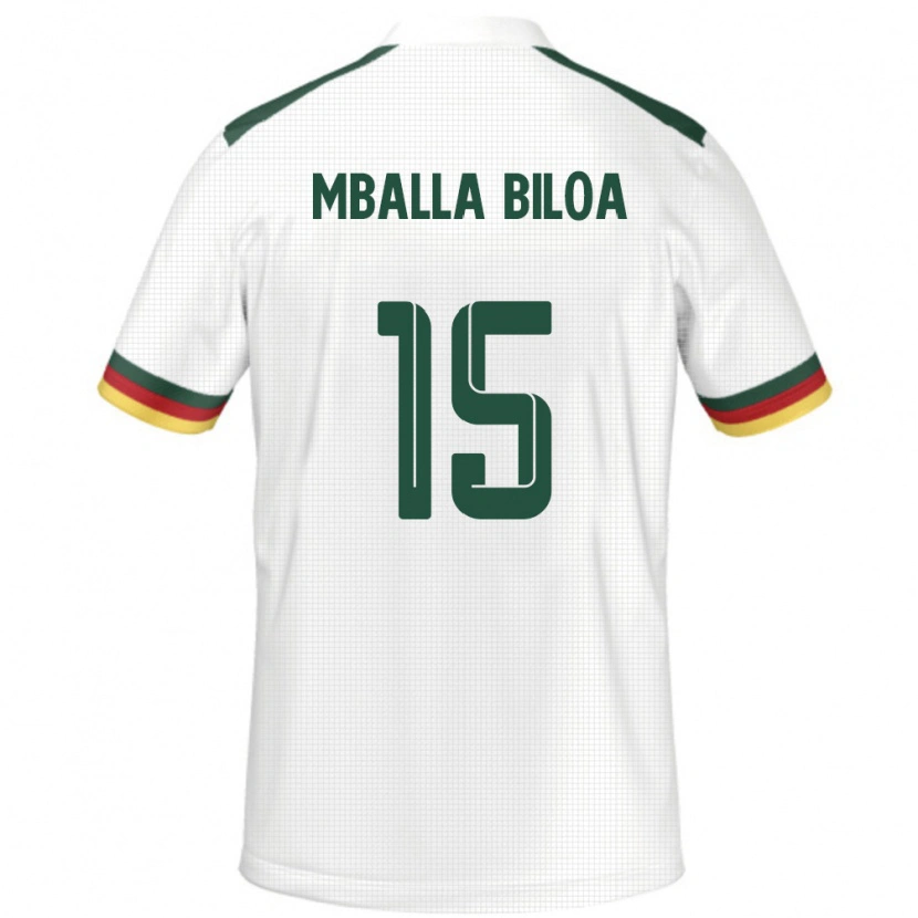 Danxen Hombre Camiseta Camerún Jules Victor Mballa Biloa #15 Blanco 2ª Equipación 24-26 La Camisa