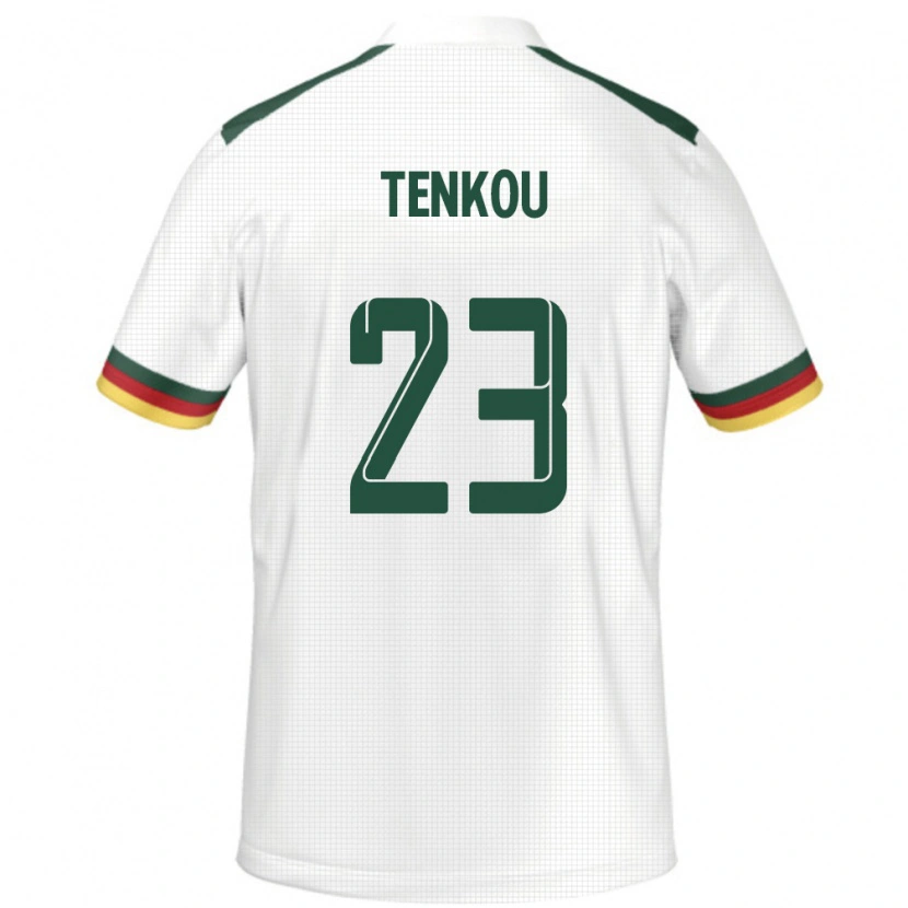 Danxen Hombre Camiseta Camerún Yanike Tenkou #23 Blanco 2ª Equipación 24-26 La Camisa
