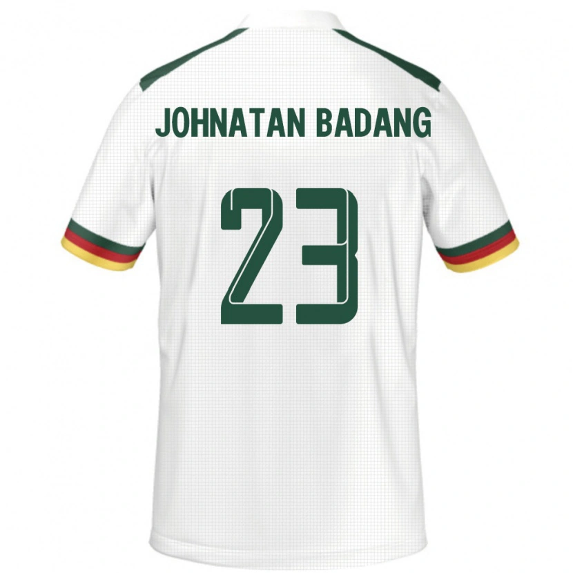 Danxen Hombre Camiseta Camerún Cédric Johnatan Badang #23 Blanco 2ª Equipación 24-26 La Camisa