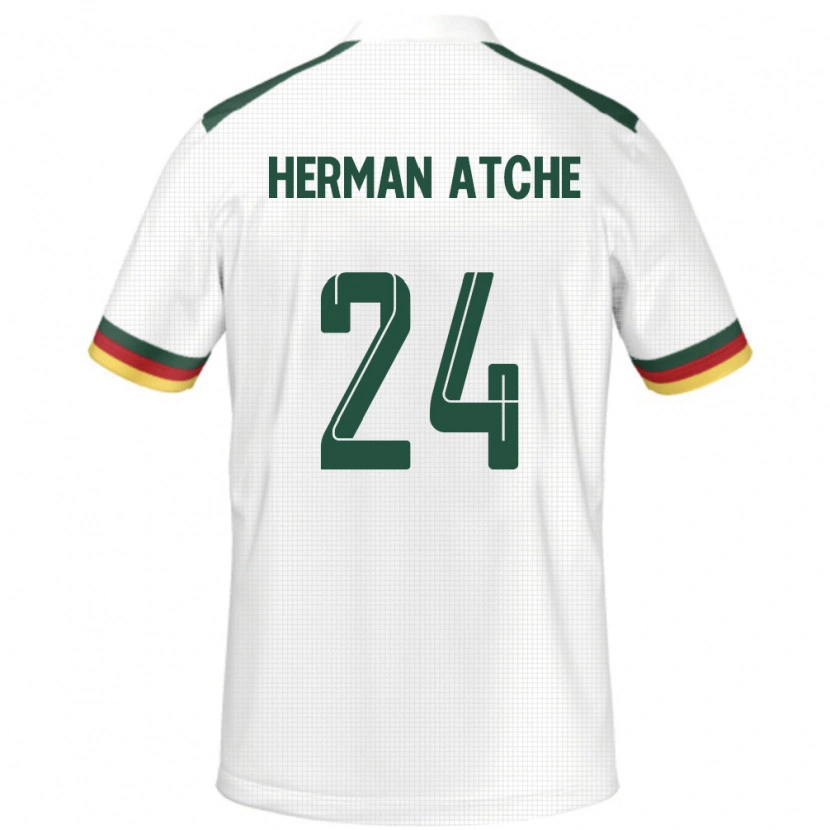 Danxen Hombre Camiseta Camerún Miguel Herman Atche #24 Blanco 2ª Equipación 24-26 La Camisa