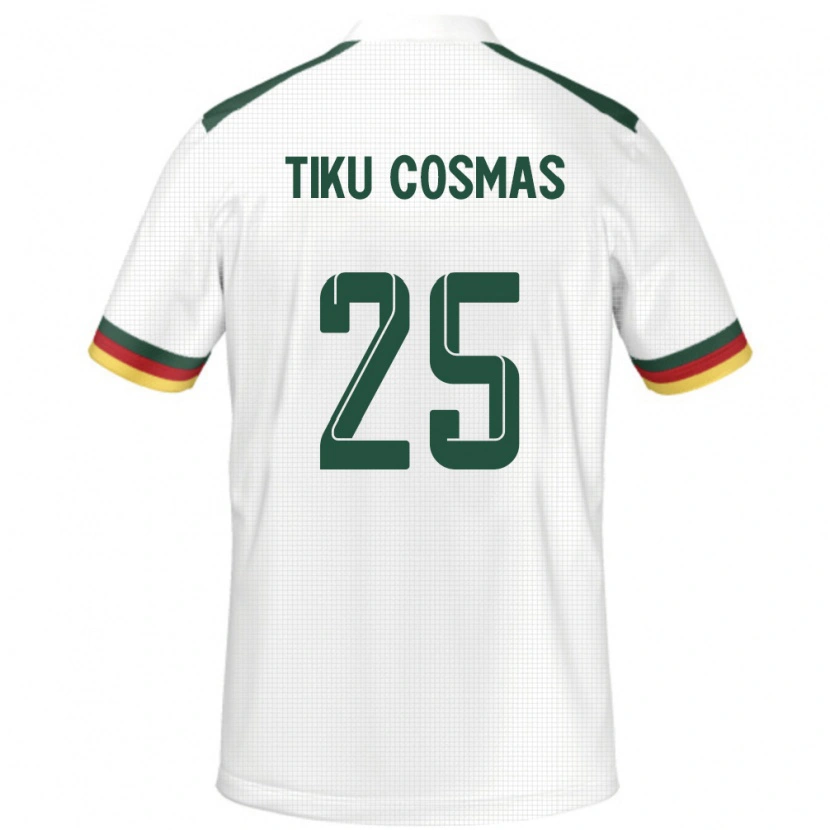 Danxen Hombre Camiseta Camerún Ayuck Tiku Cosmas #25 Blanco 2ª Equipación 24-26 La Camisa
