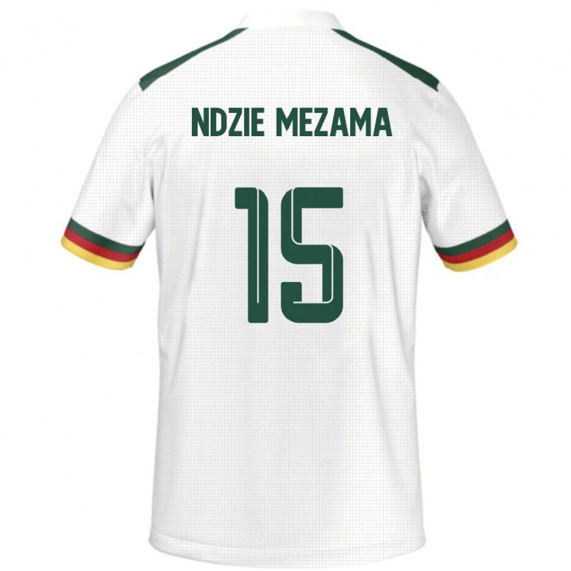 Danxen Hombre Camiseta Camerún Fabrice Ndzie Mezama #15 Blanco 2ª Equipación 24-26 La Camisa