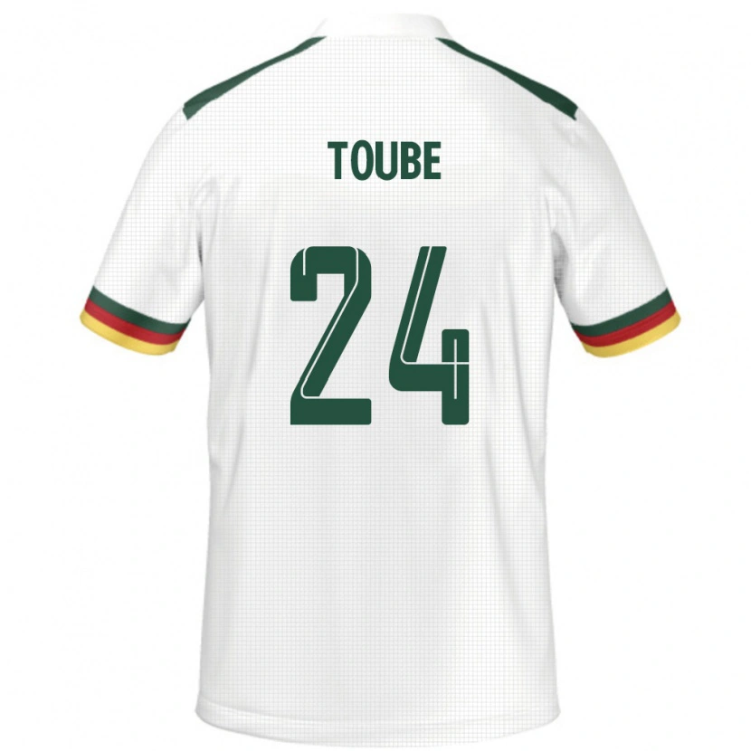 Danxen Hombre Camiseta Camerún Godefroy Toube #24 Blanco 2ª Equipación 24-26 La Camisa