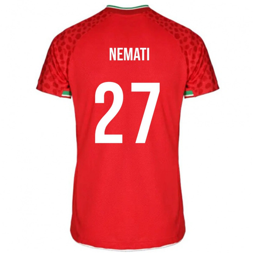 Danxen Hombre Camiseta Irán Ali Nemati #27 Rojo 2ª Equipación 24-26 La Camisa