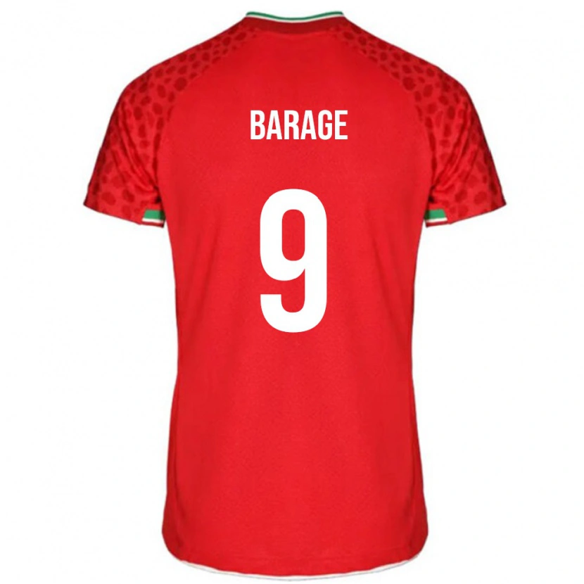Danxen Hombre Camiseta Irán Yaghoub Barage #9 Rojo 2ª Equipación 24-26 La Camisa