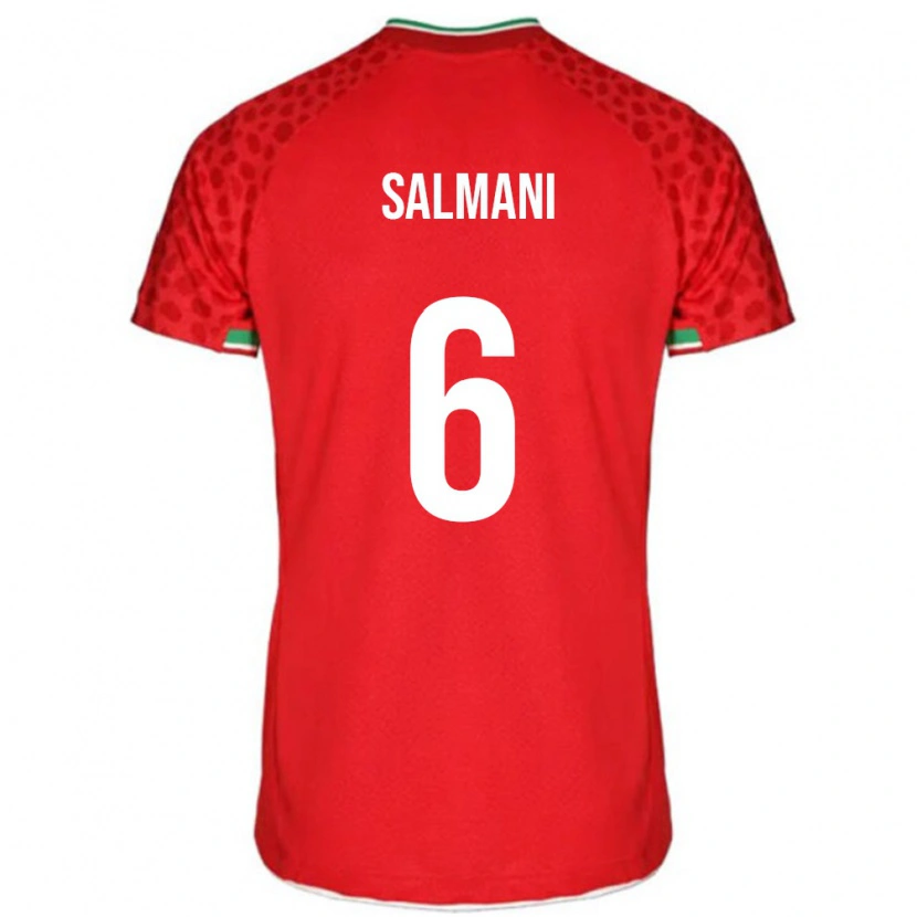 Danxen Hombre Camiseta Irán Yasin Salmani #6 Rojo 2ª Equipación 24-26 La Camisa