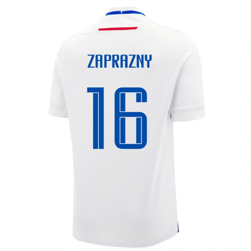 Danxen Hombre Camiseta Eslovaquia Andrej Zaprazny #16 Blanco 2ª Equipación 24-26 La Camisa