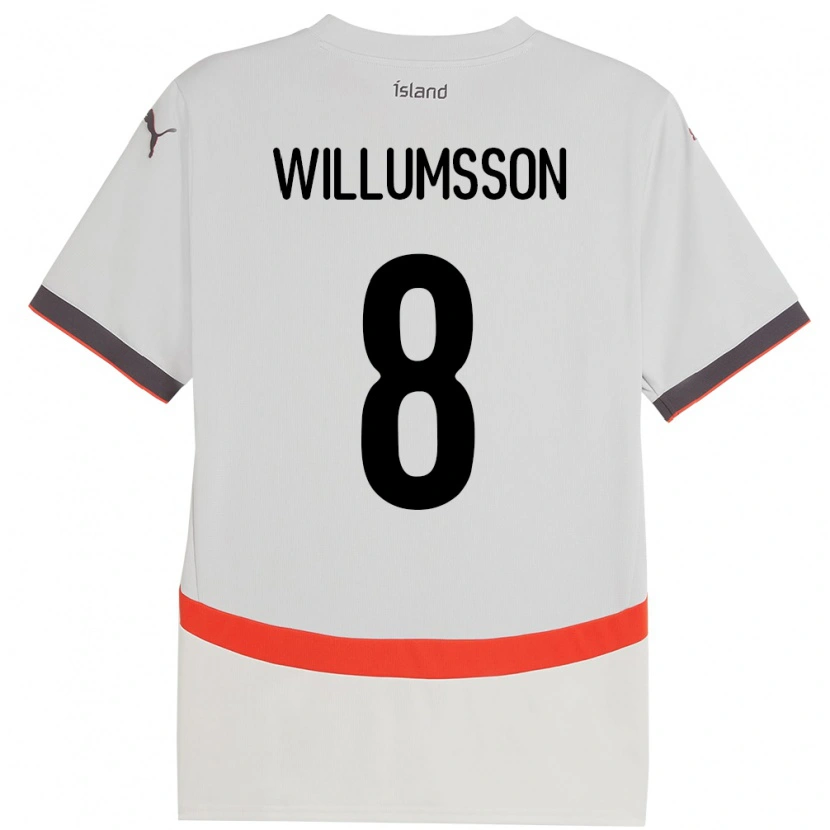 Danxen Hombre Camiseta Islandia Brynjólfur Andersen Willumsson #8 Blanco 2ª Equipación 24-26 La Camisa