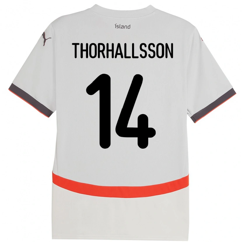Danxen Hombre Camiseta Islandia Dagur Dan Thórhallsson #14 Blanco 2ª Equipación 24-26 La Camisa