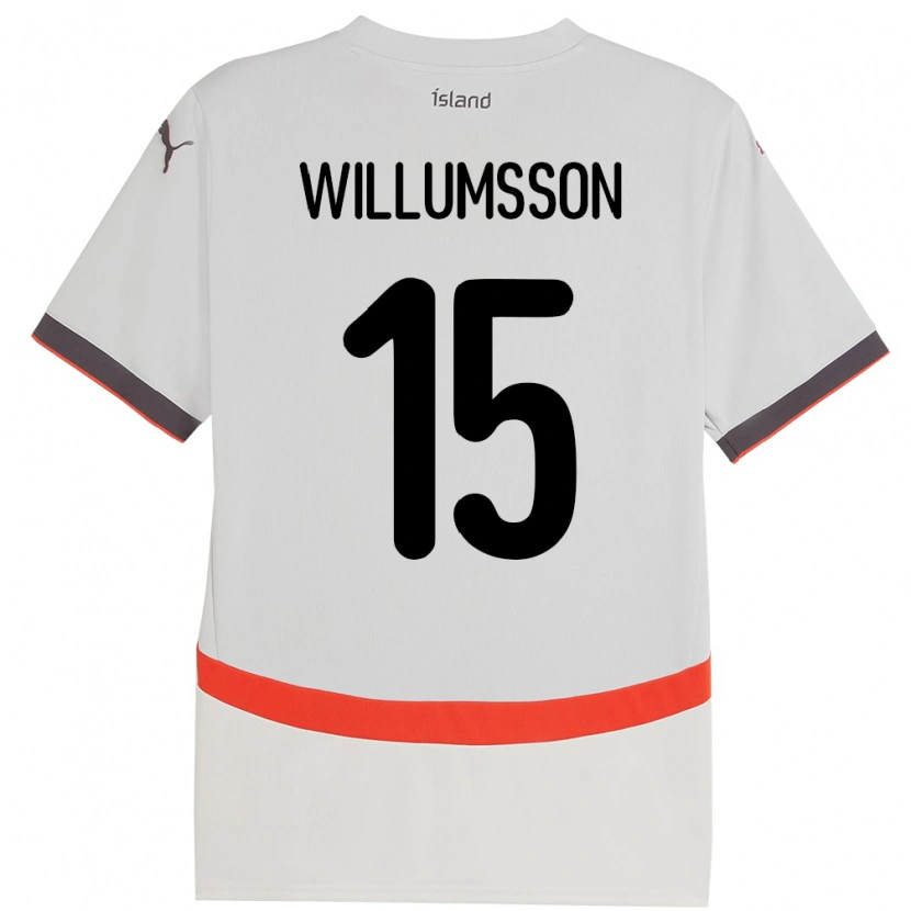 Danxen Hombre Camiseta Islandia Willum Thór Willumsson #15 Blanco 2ª Equipación 24-26 La Camisa