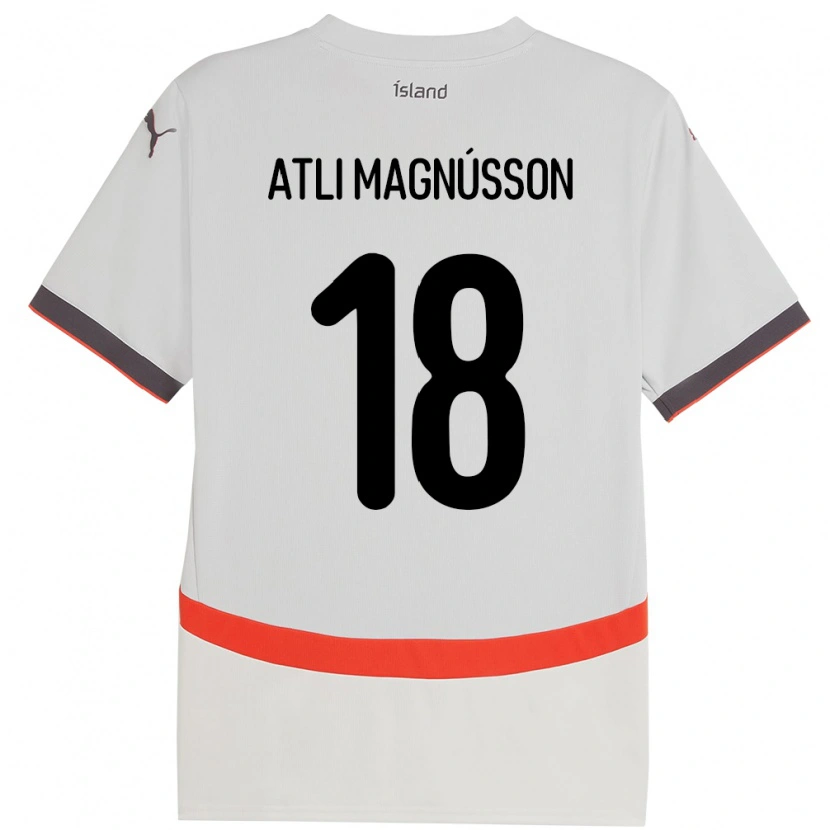 Danxen Hombre Camiseta Islandia Saevar Atli Magnússon #18 Blanco 2ª Equipación 24-26 La Camisa