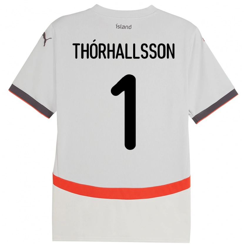 Danxen Hombre Camiseta Islandia Ívar Arnbro Thórhallsson #1 Blanco 2ª Equipación 24-26 La Camisa