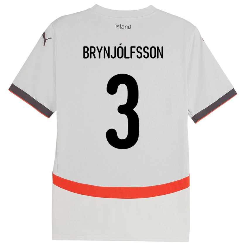 Danxen Hombre Camiseta Islandia Bjarni Gudjón Brynjólfsson #3 Blanco 2ª Equipación 24-26 La Camisa