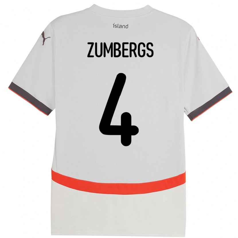 Danxen Hombre Camiseta Islandia Aron Kristinn Zumbergs #4 Blanco 2ª Equipación 24-26 La Camisa