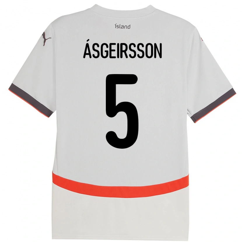 Danxen Hombre Camiseta Islandia Sölvi Snaer Ásgeirsson #5 Blanco 2ª Equipación 24-26 La Camisa