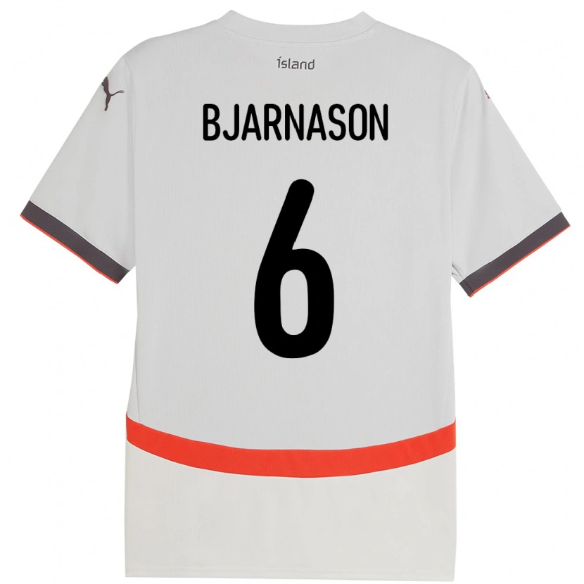 Danxen Hombre Camiseta Islandia Jóhannes Kristinn Bjarnason #6 Blanco 2ª Equipación 24-26 La Camisa