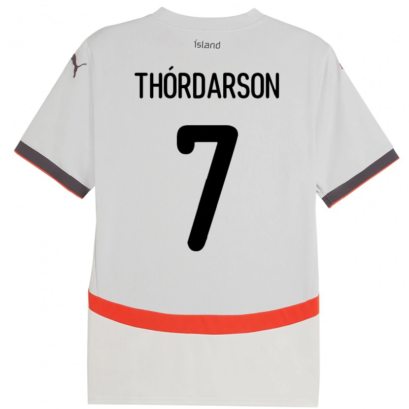 Danxen Hombre Camiseta Islandia Stígur Thórdarson #7 Blanco 2ª Equipación 24-26 La Camisa