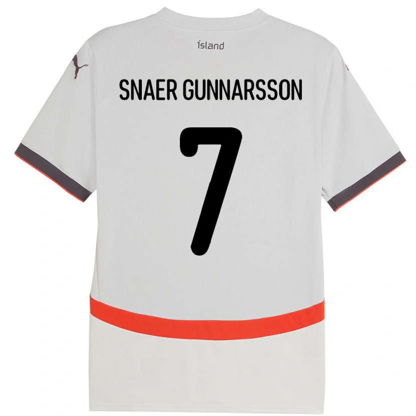 Danxen Hombre Camiseta Islandia Gabríel Snaer Gunnarsson #7 Blanco 2ª Equipación 24-26 La Camisa