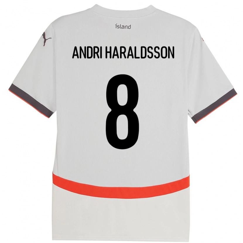 Danxen Hombre Camiseta Islandia Haukur Andri Haraldsson #8 Blanco 2ª Equipación 24-26 La Camisa