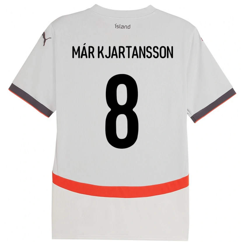 Danxen Hombre Camiseta Islandia Kjartan Már Kjartansson #8 Blanco 2ª Equipación 24-26 La Camisa