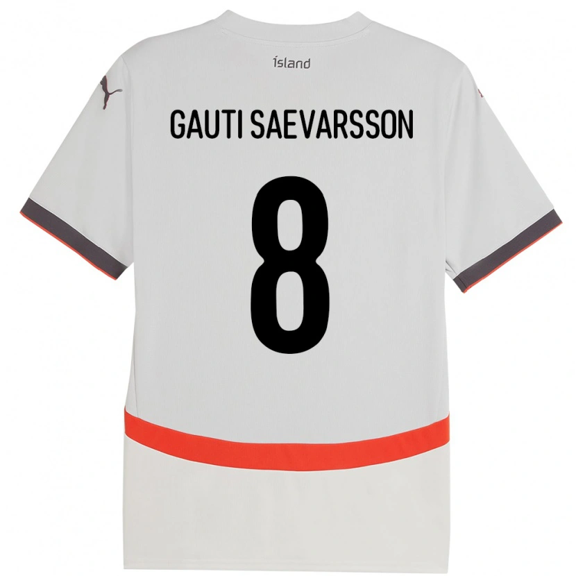 Danxen Hombre Camiseta Islandia Gudmar Gauti Saevarsson #8 Blanco 2ª Equipación 24-26 La Camisa