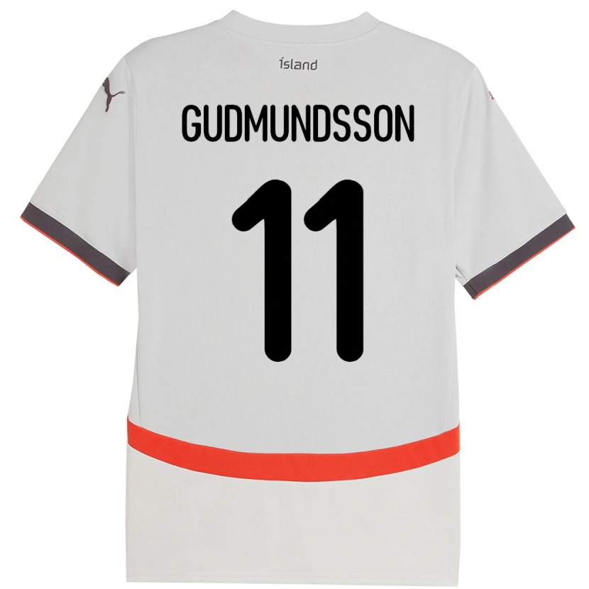 Danxen Hombre Camiseta Islandia Galdur Gudmundsson #11 Blanco 2ª Equipación 24-26 La Camisa