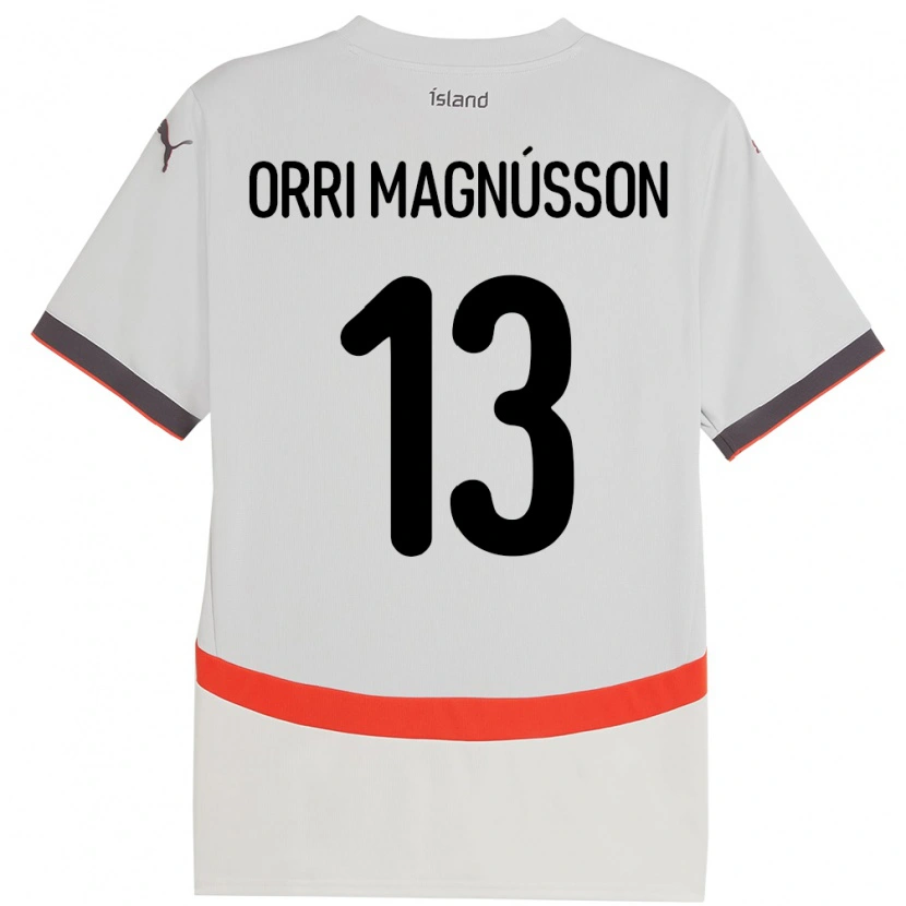 Danxen Hombre Camiseta Islandia Ásgeir Orri Magnússon #13 Blanco 2ª Equipación 24-26 La Camisa