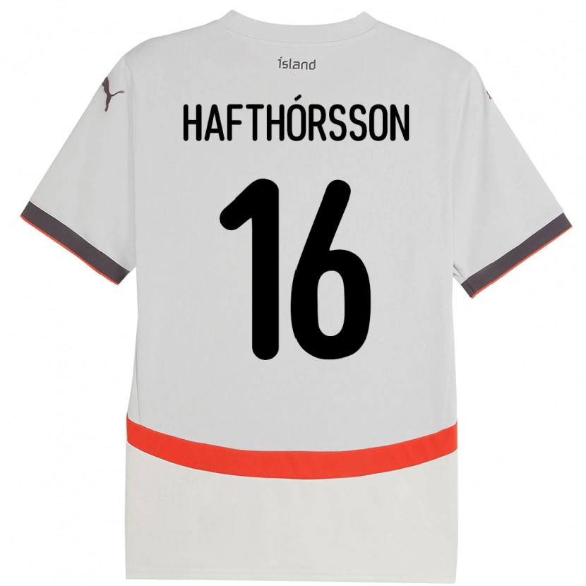 Danxen Hombre Camiseta Islandia Gestur Alexander Hafthórsson #16 Blanco 2ª Equipación 24-26 La Camisa