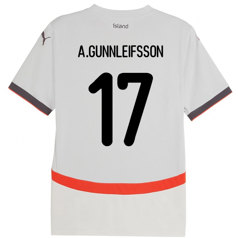 Danxen Hombre Camiseta Islandia Arnar Bjarki Gunnleifsson #17 Blanco 2ª Equipación 24-26 La Camisa