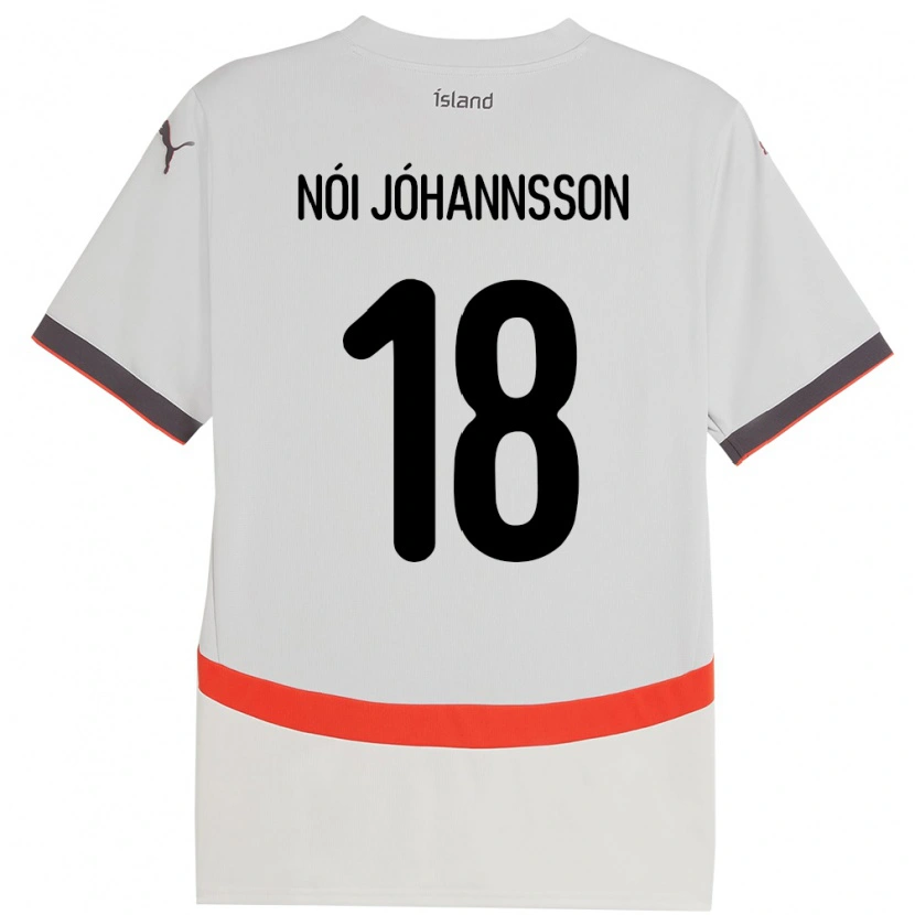 Danxen Hombre Camiseta Islandia Sigurdur Nói Jóhannsson #18 Blanco 2ª Equipación 24-26 La Camisa