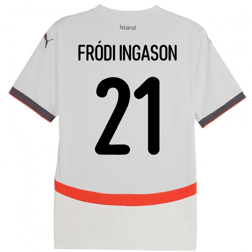 Danxen Hombre Camiseta Islandia Helgi Fródi Ingason #21 Blanco 2ª Equipación 24-26 La Camisa