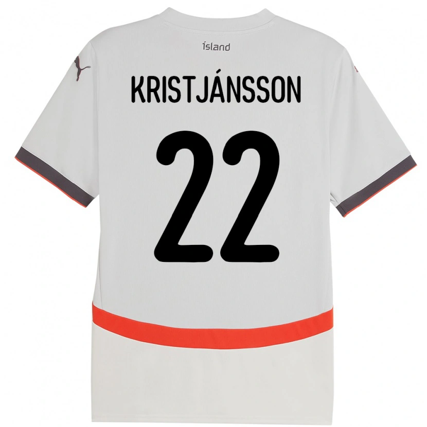 Danxen Hombre Camiseta Islandia Daníel Freyr Kristjánsson #22 Blanco 2ª Equipación 24-26 La Camisa