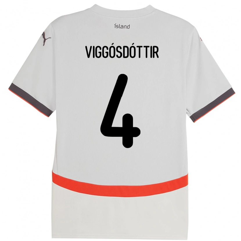 Danxen Hombre Camiseta Islandia Glódís Perla Viggósdóttir #4 Blanco 2ª Equipación 24-26 La Camisa