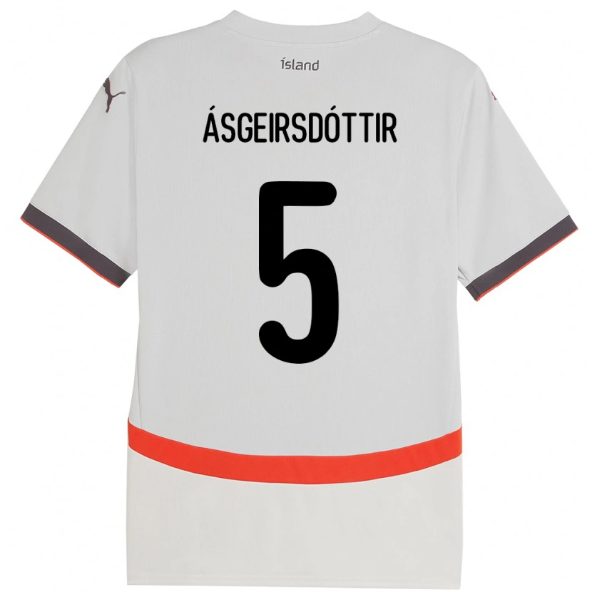 Danxen Hombre Camiseta Islandia Emilía Kiær Ásgeirsdóttir #5 Blanco 2ª Equipación 24-26 La Camisa