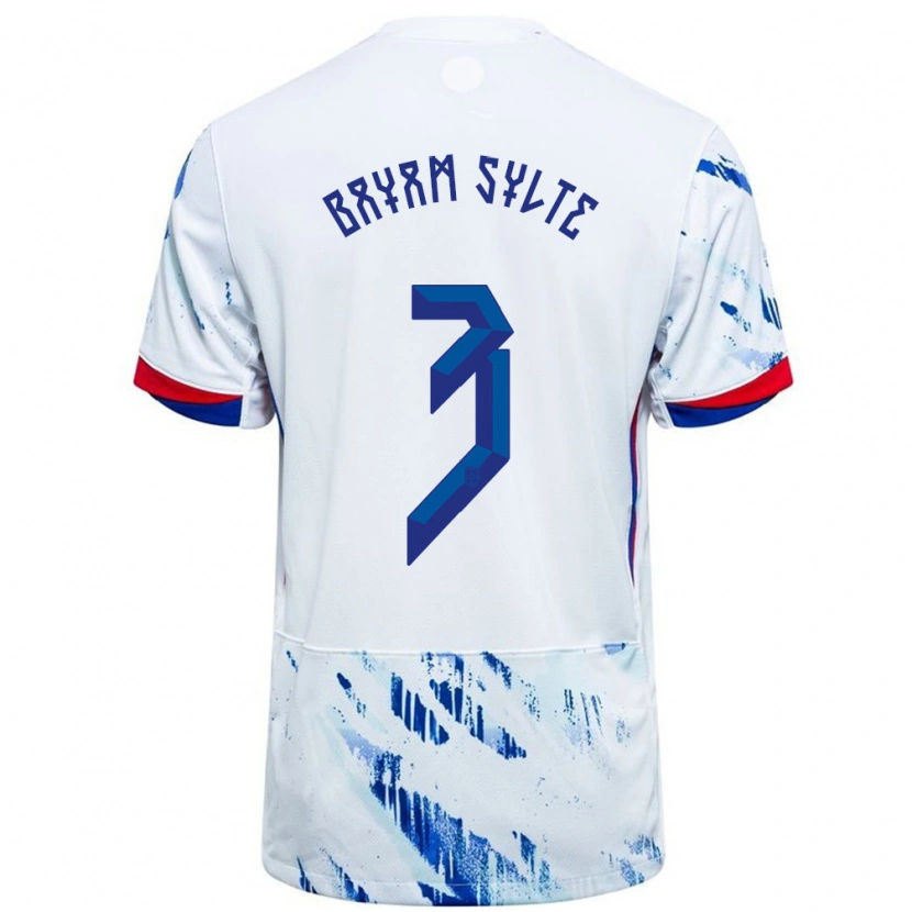 Danxen Hombre Camiseta Noruega Daniel Bayam Sylte #3 Blanco Azul 2ª Equipación 24-26 La Camisa