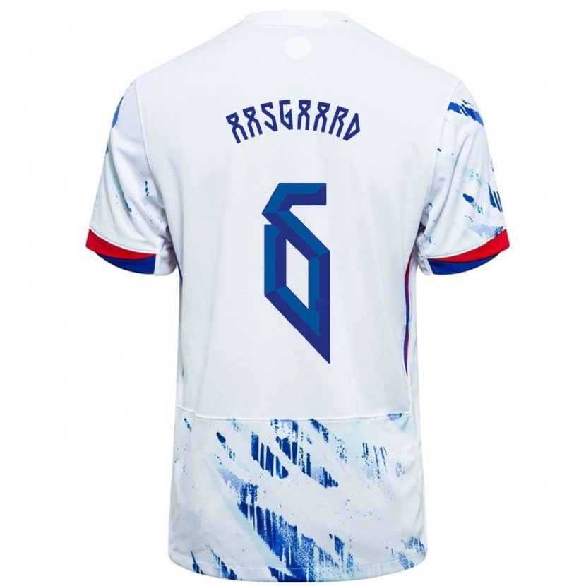 Danxen Hombre Camiseta Noruega Thelo Aasgaard #6 Blanco Azul 2ª Equipación 24-26 La Camisa