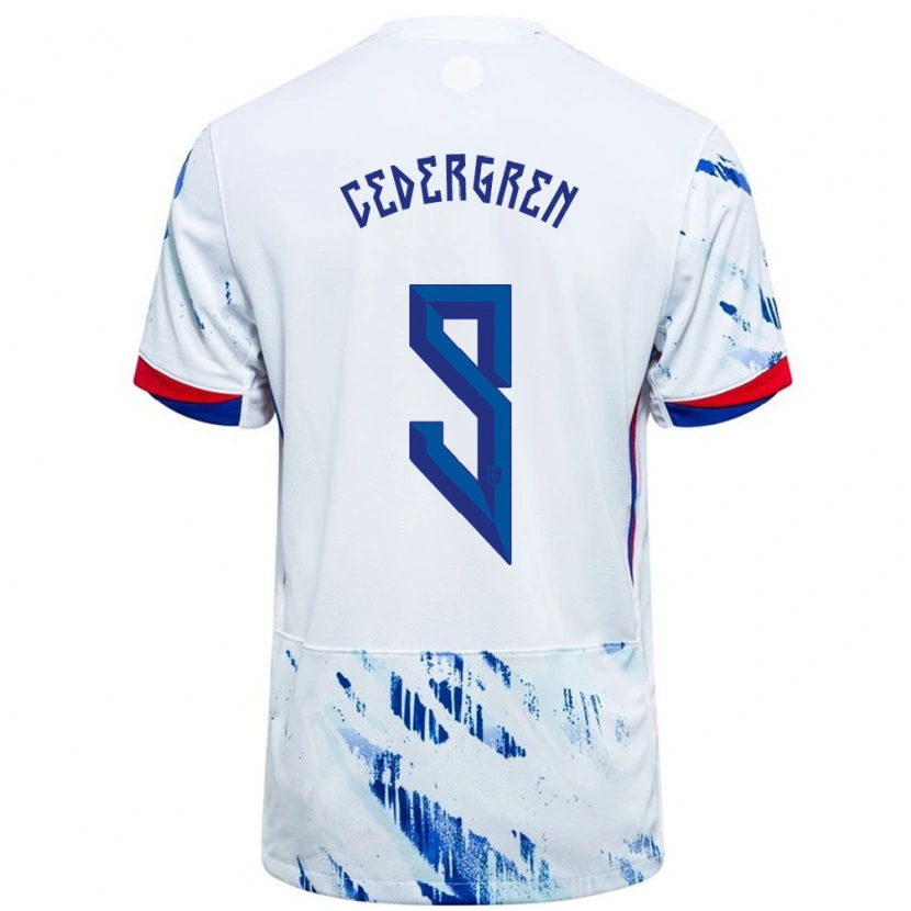 Danxen Hombre Camiseta Noruega Abel Cedergren #9 Blanco Azul 2ª Equipación 24-26 La Camisa