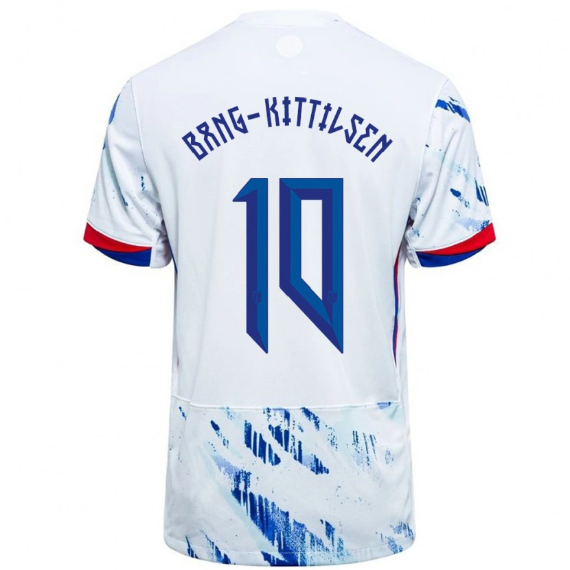 Danxen Hombre Camiseta Noruega Bork Bang-Kittilsen #10 Blanco Azul 2ª Equipación 24-26 La Camisa