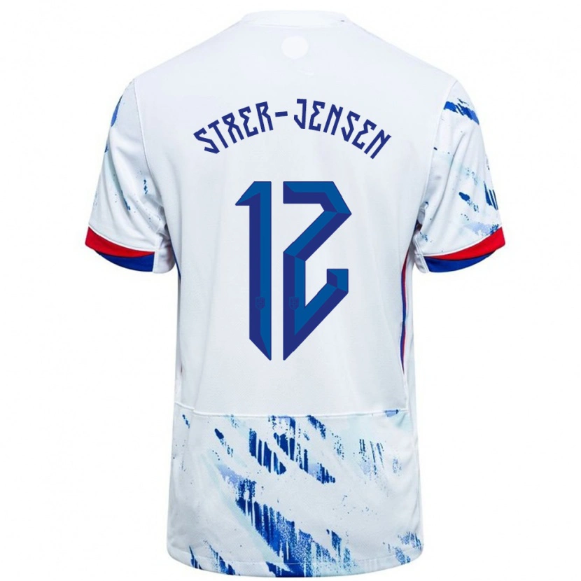Danxen Hombre Camiseta Noruega Magnus Stær-Jensen #12 Blanco Azul 2ª Equipación 24-26 La Camisa