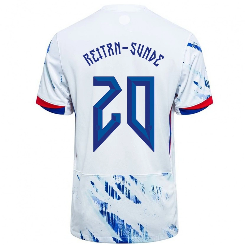 Danxen Hombre Camiseta Noruega Jesper Reitan-Sunde #20 Blanco Azul 2ª Equipación 24-26 La Camisa