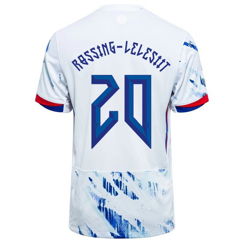 Danxen Hombre Camiseta Noruega Alexander Røssing-Lelesiit #20 Blanco Azul 2ª Equipación 24-26 La Camisa