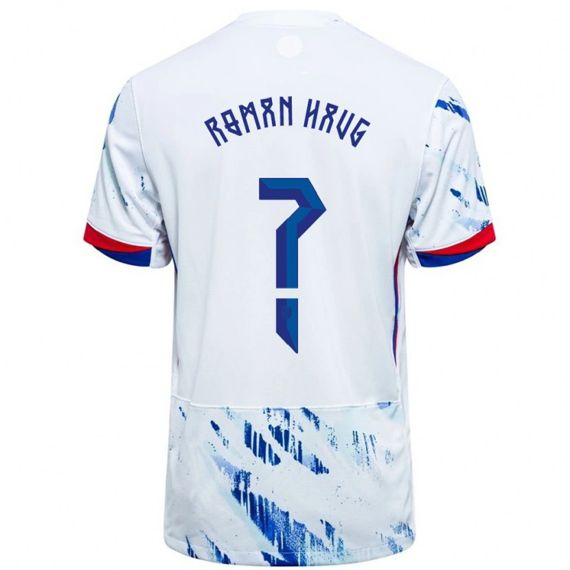 Danxen Hombre Camiseta Noruega Sophie Román Haug #0 Blanco Azul 2ª Equipación 24-26 La Camisa