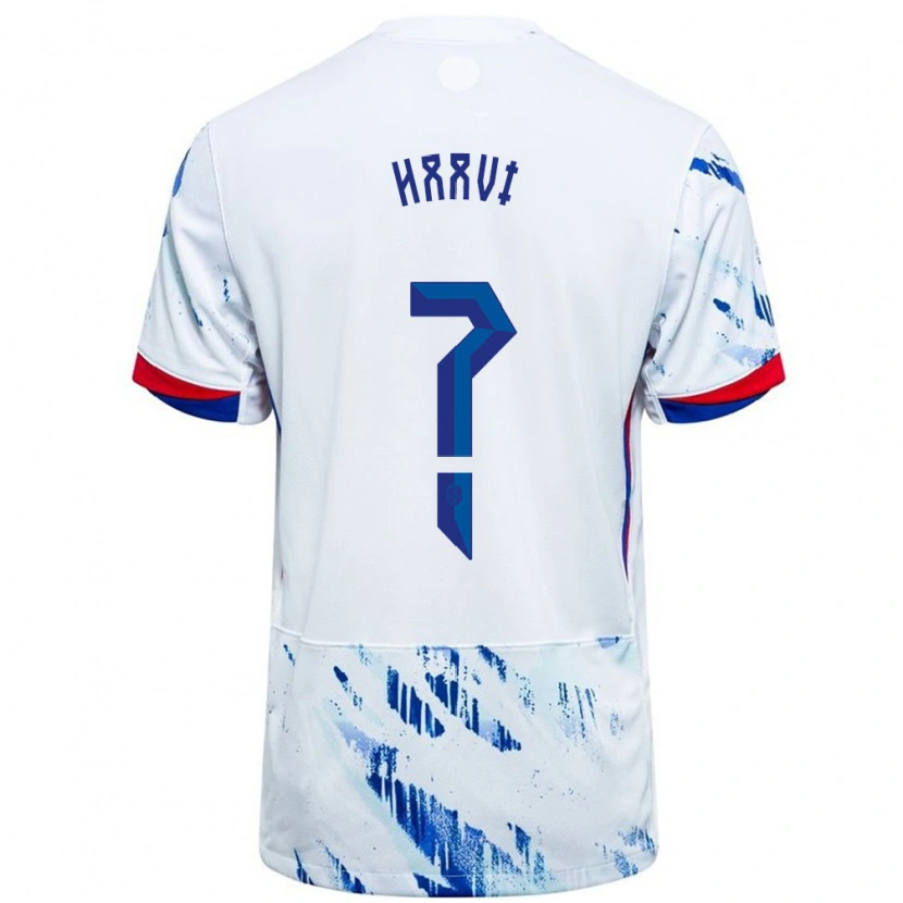 Danxen Hombre Camiseta Noruega Emilie Haavi #0 Blanco Azul 2ª Equipación 24-26 La Camisa