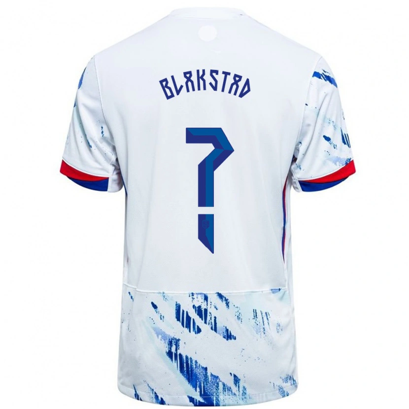 Danxen Hombre Camiseta Noruega Julie Blakstad #0 Blanco Azul 2ª Equipación 24-26 La Camisa