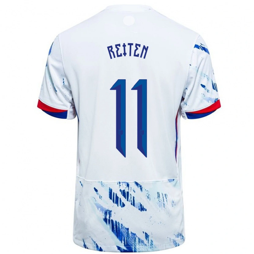 Danxen Hombre Camiseta Noruega Guro Reiten #11 Blanco Azul 2ª Equipación 24-26 La Camisa