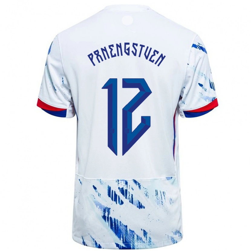 Danxen Hombre Camiseta Noruega Selma Panengstuen #12 Blanco Azul 2ª Equipación 24-26 La Camisa
