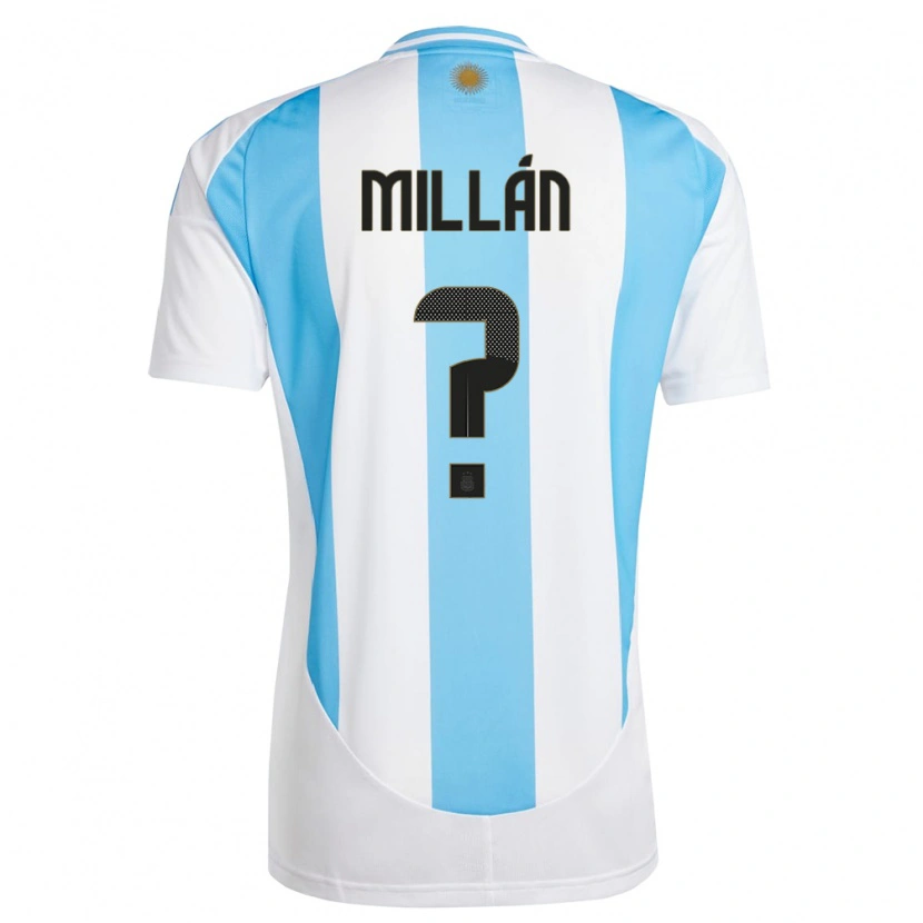 Danxen Mujer Camiseta Argentina Lautaro Millán #0 Blanco Azul 1ª Equipación 24-26 La Camisa