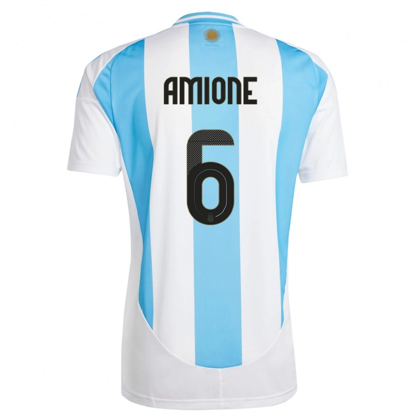Danxen Mujer Camiseta Argentina Bruno Amione #6 Blanco Azul 1ª Equipación 24-26 La Camisa
