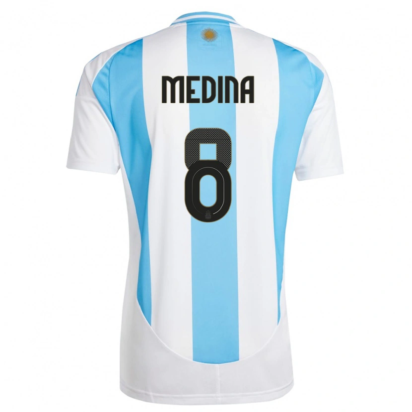 Danxen Mujer Camiseta Argentina Cristian Medina #8 Blanco Azul 1ª Equipación 24-26 La Camisa