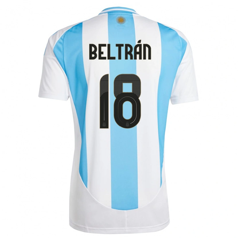 Danxen Mujer Camiseta Argentina Lucas Beltrán #18 Blanco Azul 1ª Equipación 24-26 La Camisa